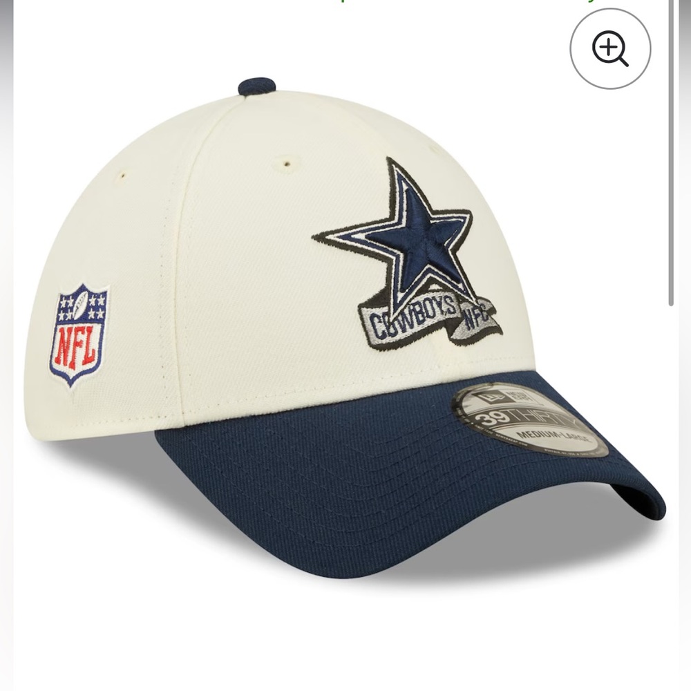 Men's Dallas Cowboys New Era Cream/Navy 2022 Sideline 39THIRTY 2-Tone Flex Hat
